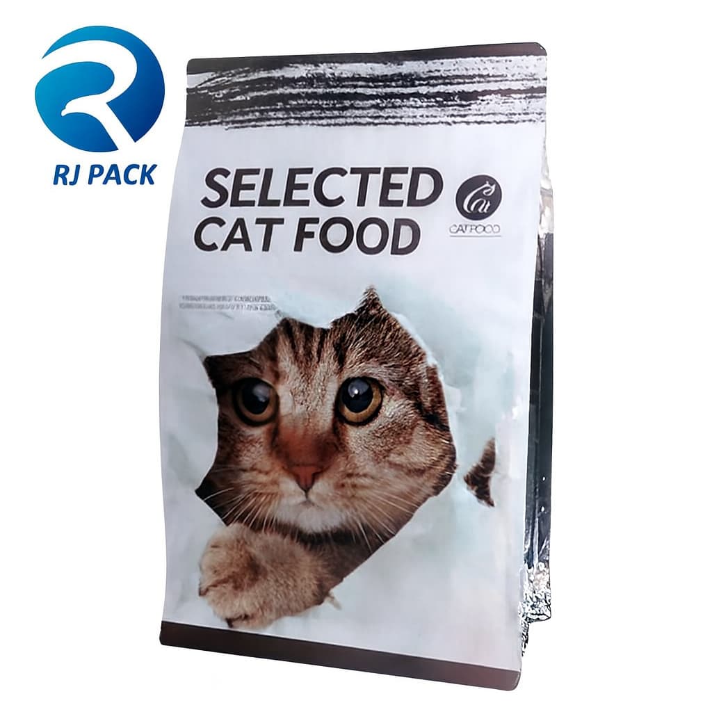 Flat Bottom Pet Food Packaging Plastic Pouch Bag For Cat Food